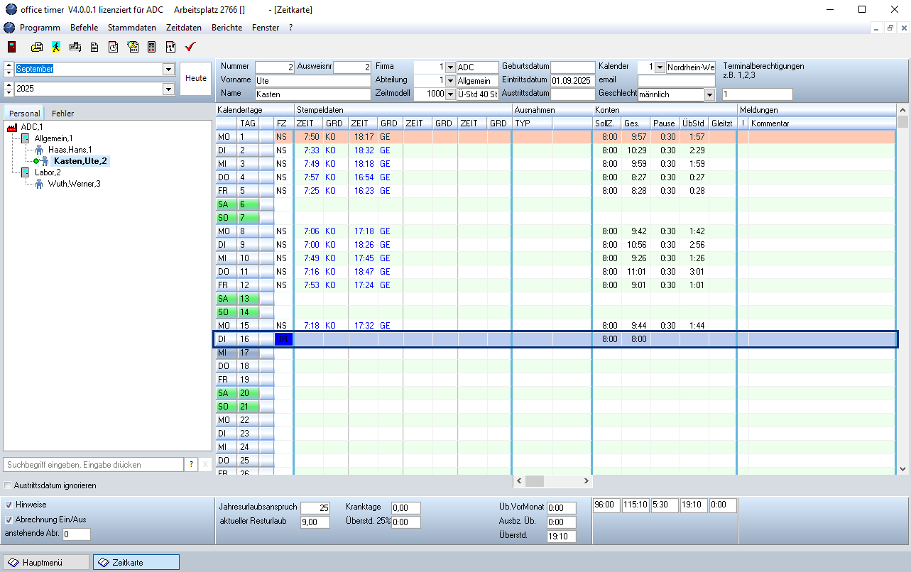 Zeiterfassung Officetimer Software